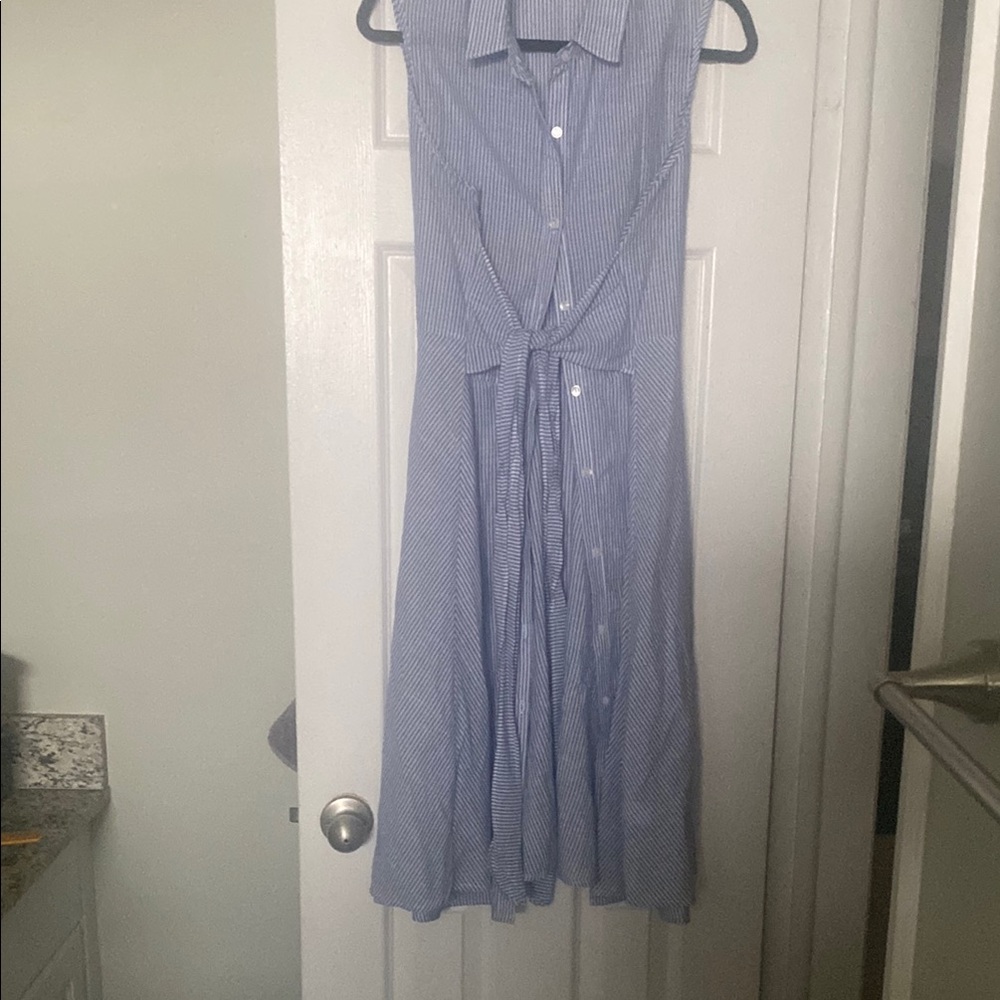Blue Striped Sleeveless Dress